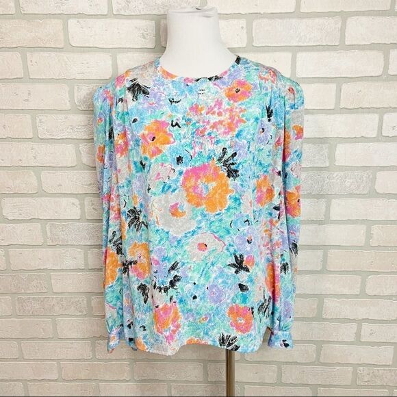 Vintage Michelle Stuart Pastel Floral Top M21 - Picture 1 of 7
